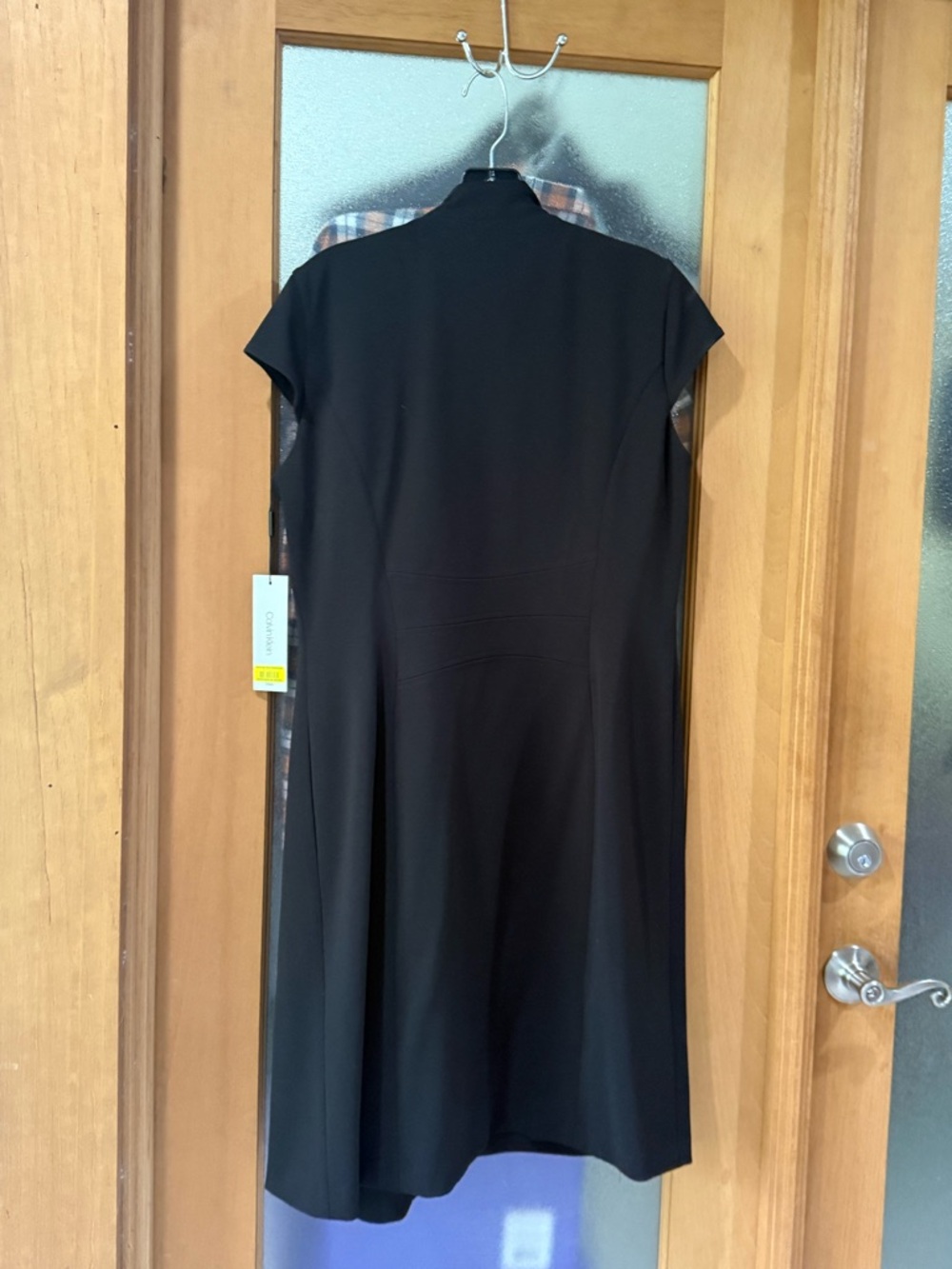 Calvin Klein Black Faux-Wrap Midi Dress - Picture 2 of 4